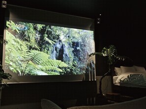 Villa | Living area | 120-inch flat-screen TV with digital channels, TV, streaming services