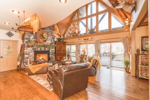 Smart TV, fireplace, DVD player, books