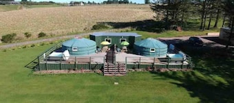 Green Yurt with Hot Tub - Sleeps 3, Parking & Pets