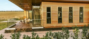 Four bed lodge with three king-size beds and one twin (king by arrangement).