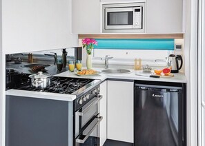 Fridge, toaster, high chair