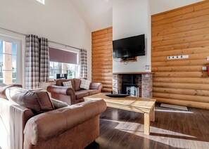 Fireplace - Outstanding, spacious and contemporary two storey lodge. (Hornsea)