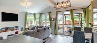 Large superior one-bedroom lodge with hot tub for two adults.