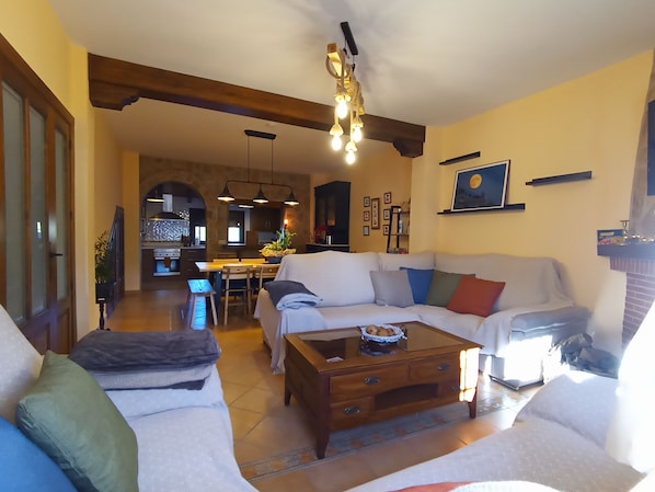 Televisión y chimenea 