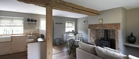 Smart TV, chimenea y reproductor de DVD