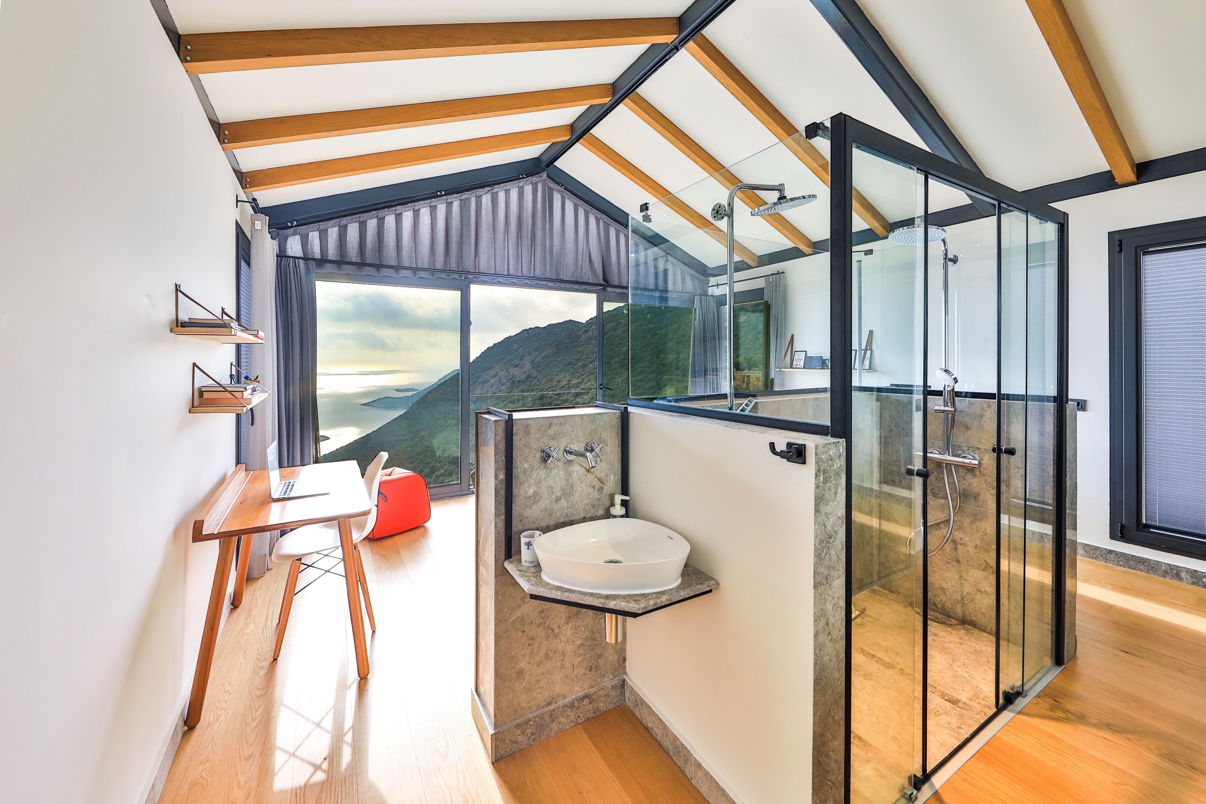 VILLA PHASELIS | Bathroom | Shower, hydromassage showerhead, hair dryer, bathrobes