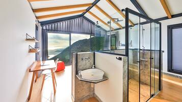 VILLA PHASELIS | Bathroom | Shower, hydromassage showerhead, hair dryer, bathrobes
