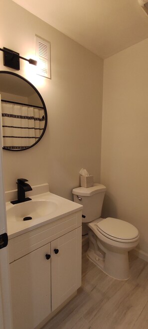 Ensemble baignoire-douche, séchoir à cheveux, serviettes fournies