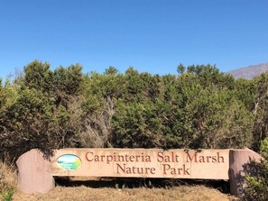 A sign for Carpinteria Salt Marsh Nature Park. - Apt 9: Beautiful apartment for families near a beach. (Carpinteria)