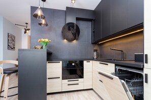 Apartment, 1 Bedroom, Terrace | Private kitchen | Microwave, dishwasher, coffee/tea maker, cookware/dishes/utensils - One Bedroom Apartment Cracow Masarska 11 (Kraków)