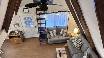 TV, fireplace, DVD player, video library