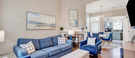 Televisión, chimenea