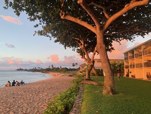 Beach nearby, sun-loungers, beach towels