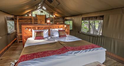 Amazing view on the river from your tent to the Okavango Delta