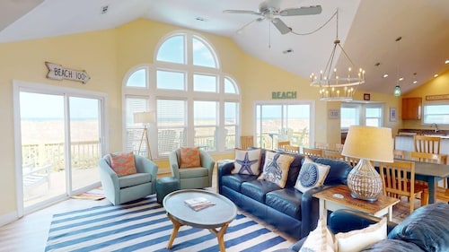 Sandy Paws | 6BR Oceanfront 4x4 OBX | Pool, Elevator & Game Room | Sleeps 14