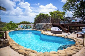 Pool - Hilltop 1-bed Villa with great views out to sea - Villa Cadasse (Cap Estate)