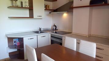 Fridge, oven, stovetop, electric kettle