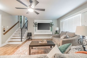 Smart TV, fireplace, video games
