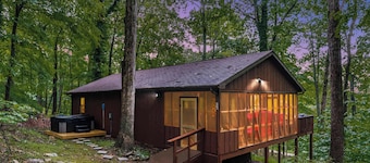 River Cabin w/ Hot Tub, Screened Porch & Fire Pit