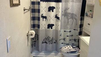 Ensemble douche/baignoire, sèche-cheveux, serviettes fournies, savon