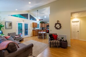 Smart TV, DVD player, books, video library