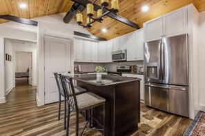 Fridge, microwave, oven, stovetop - Urban Explorer Pad | Near Downtown + Yard (Jeffersonville)