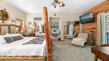 5 habitaciones, escritorio y tabla de planchar con plancha