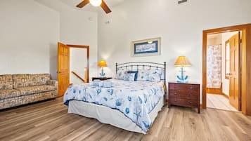 4 bedrooms, desk, iron/ironing board, travel cot
