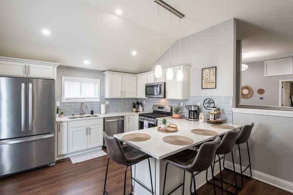 Large kitchen with coffee bar