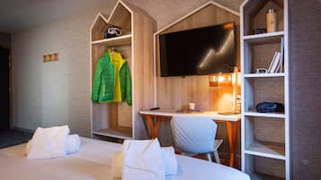 1 室のベッドルーム、旅行用ベビーベッド、WiFi (無料)、ベッドシーツ