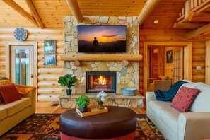 Smart TV, chimenea, videojuegos y reproductor de DVD 