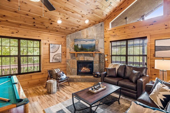 Televisión y chimenea 