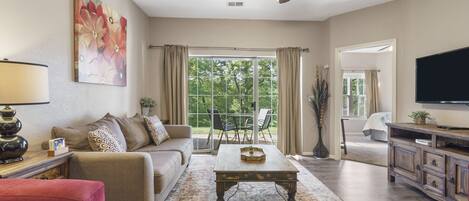 Condo, Multiple Beds, Patio, Golf View (Holiday Ridge Escape) | Living area | 42-inch flat-screen TV with digital channels