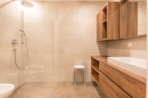 Shower, hair dryer, towels - 'Residence Diana Apartment 401' with Mountain View & Wi-Fi (Terenten)