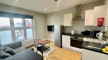 Fridge, microwave, oven, toaster