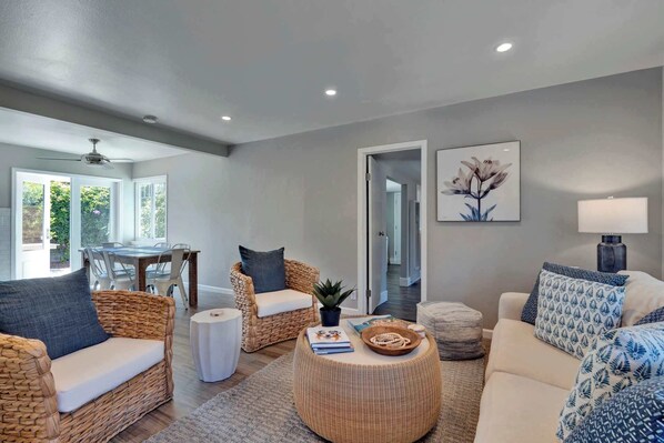 House, Multiple Beds, Patio, Garden View (Mesa Cottage) | Living area | 42-inch flat-screen TV with digital channels - Mesa Cottage - Patio With BBQ and Firepit (Santa Barbara)