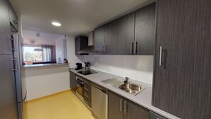 Fridge, microwave, oven, dishwasher