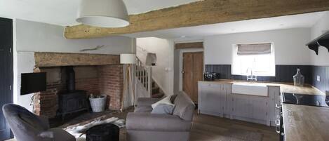 智能電視、壁爐、DVD 播放機