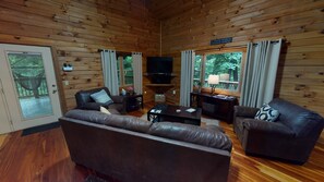 Televisión, chimenea, videojuegos, reproductor de DVD