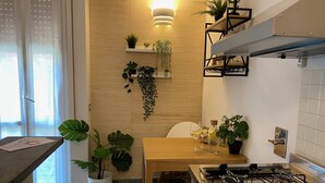 Leilighet, 1 soverom, kjøkken | Eget kjøkken | Espressomaskin, kaffetrakter/tekoker, kjøleskap og vannkoker