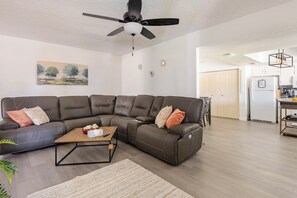 Smart TV, fireplace, table football, ping pong