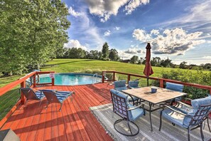 Outdoor dining - Williamstown Gem w/ Private Pool & Hot Tub! (Williamstown)