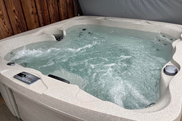 7 person hot tub on back patio