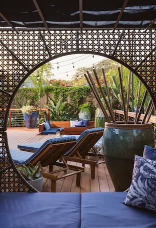 Terrace/patio. Tropical Beach Paradise w/ Spa ● Steps to Ocean Bluff and Sand ● Pet Friendly