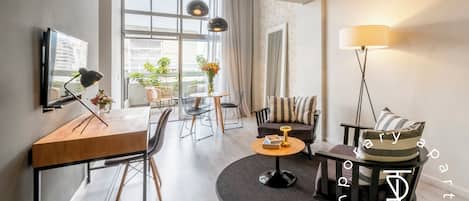 Apartment | Living area | 32-inch flat-screen TV with cable channels, TV