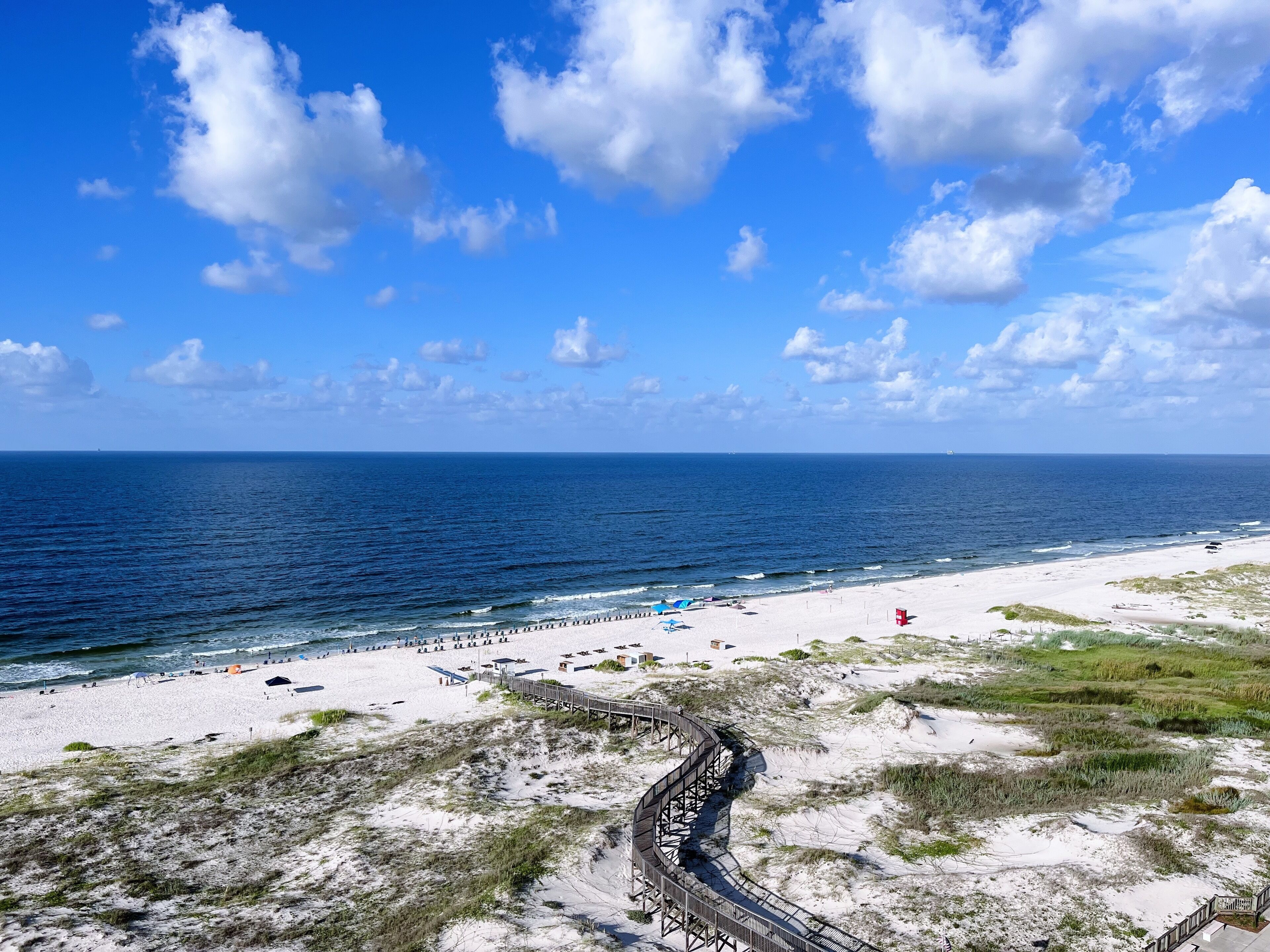 On the beach, sun loungers
