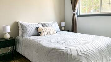 3 bedrooms, memory foam beds, blackout drapes, iron/ironing board