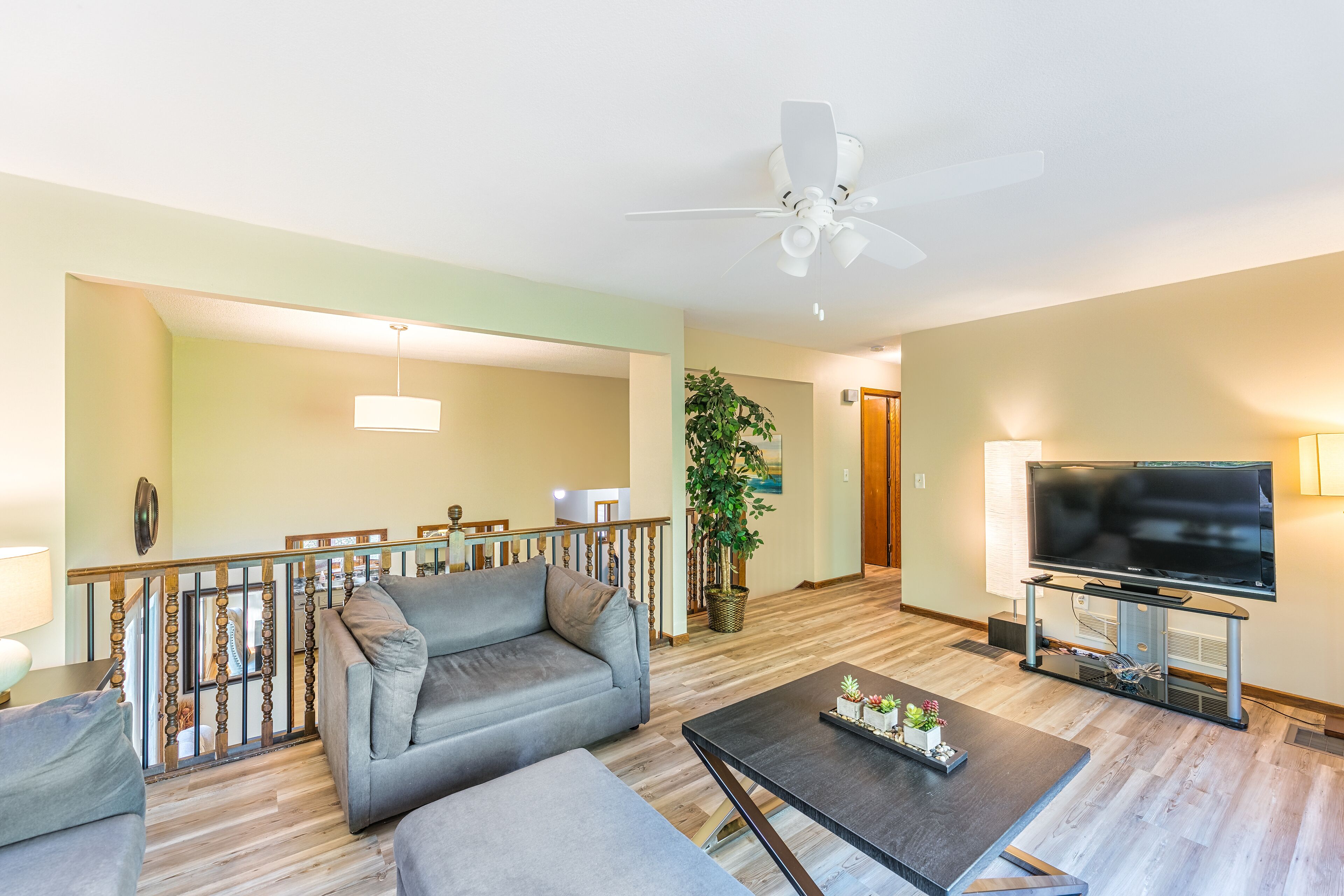 Televisor intel·ligent, llar de foc, llibres i estèreo 