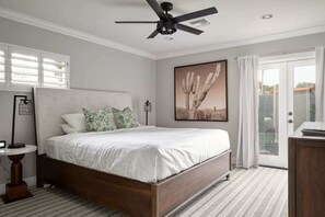 4 bedrooms, desk, iron/ironing board, travel cot