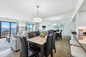 Dining - XPLORIE ACTIVITIES & LINENS INCLUDED*! Direct Oceanfront 2 bedroom (enclosed den converted to a 3rd bedroom with new double bed & pocket door) 2 bath condo. (Ocean City)